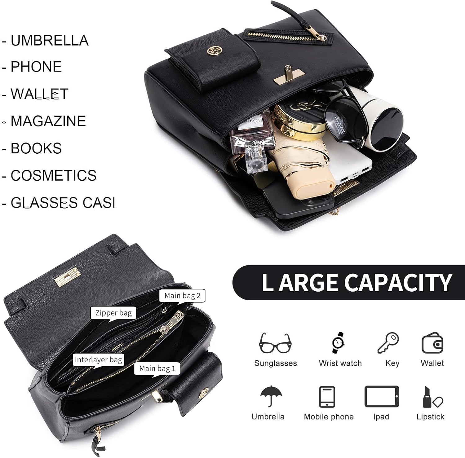 Recycled Genuine Leather Purses and Handbags for Women Shoulder Bag Designer Top Handles Crossbody Bag - Image 5