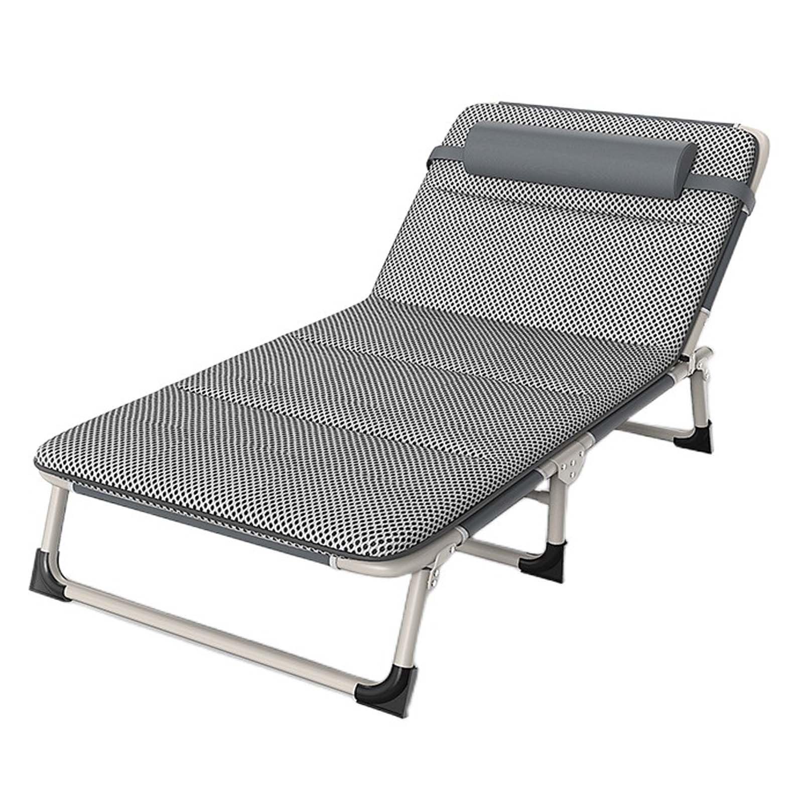 Lit de camping pliant XL robuste avec matelas et oreiller pour adulte