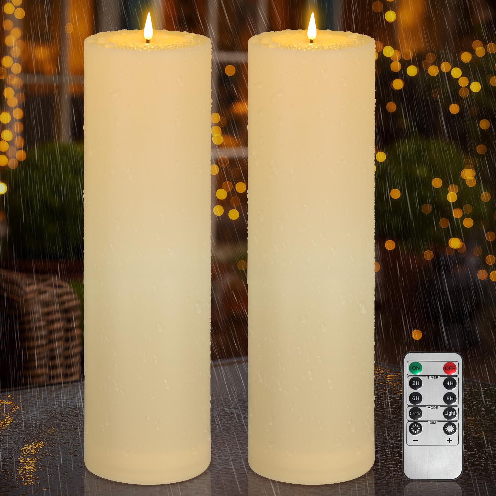 Kimjo 10CM x 35CM Flammenlose Große LED Kerzen Outdoor Wasse
