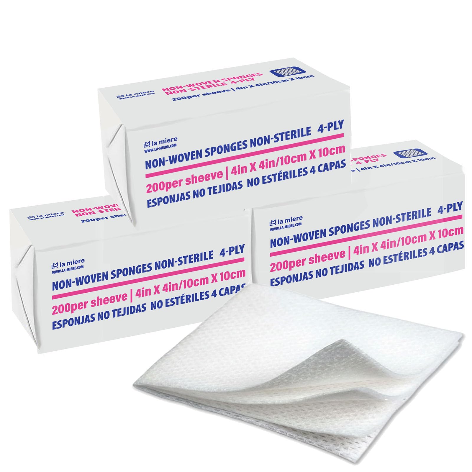 4"x4" 200 Pack Non-Woven Sponges 4-Ply Medical Sponges Non-Sterile — Amazon image 12