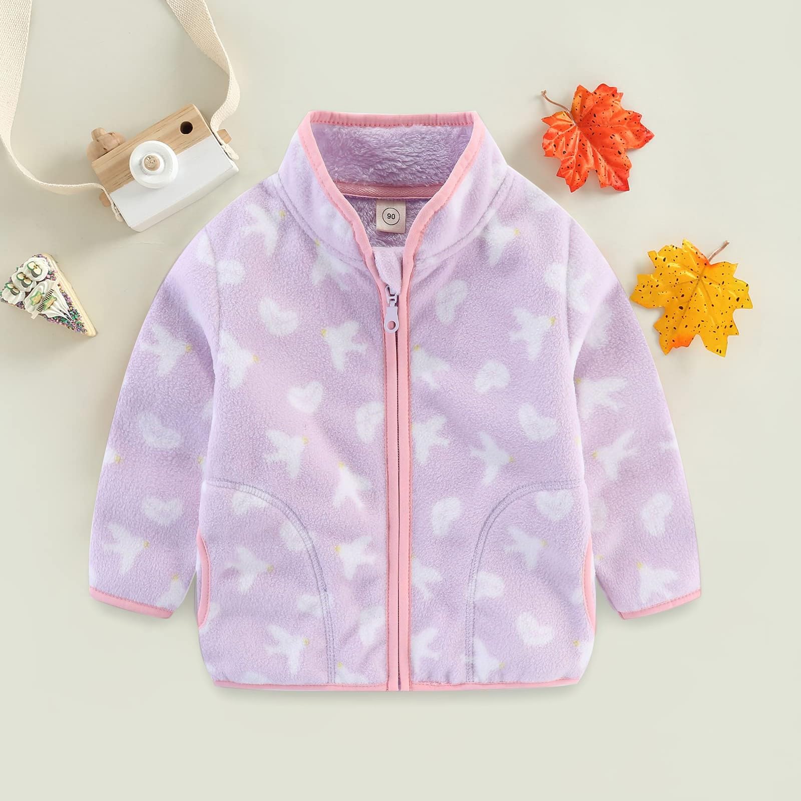Baby Fleece Jacket Kids Girls Zip Up Sweatshirt Stand Collar Coat Warm Outerwear Autumn Winter Outwear Clothes