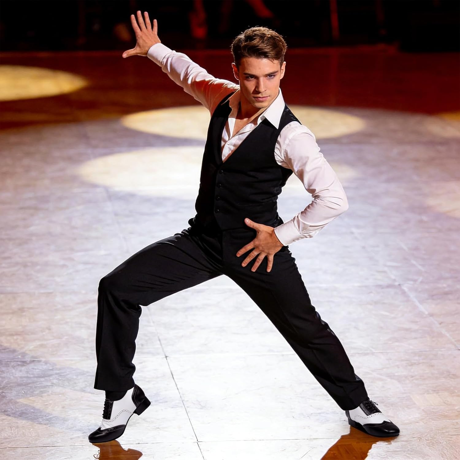 Men's Ballroom Latin Dance Shoes Breathable Leather Sole Tango Salsa Latin Waltz Character Shoes