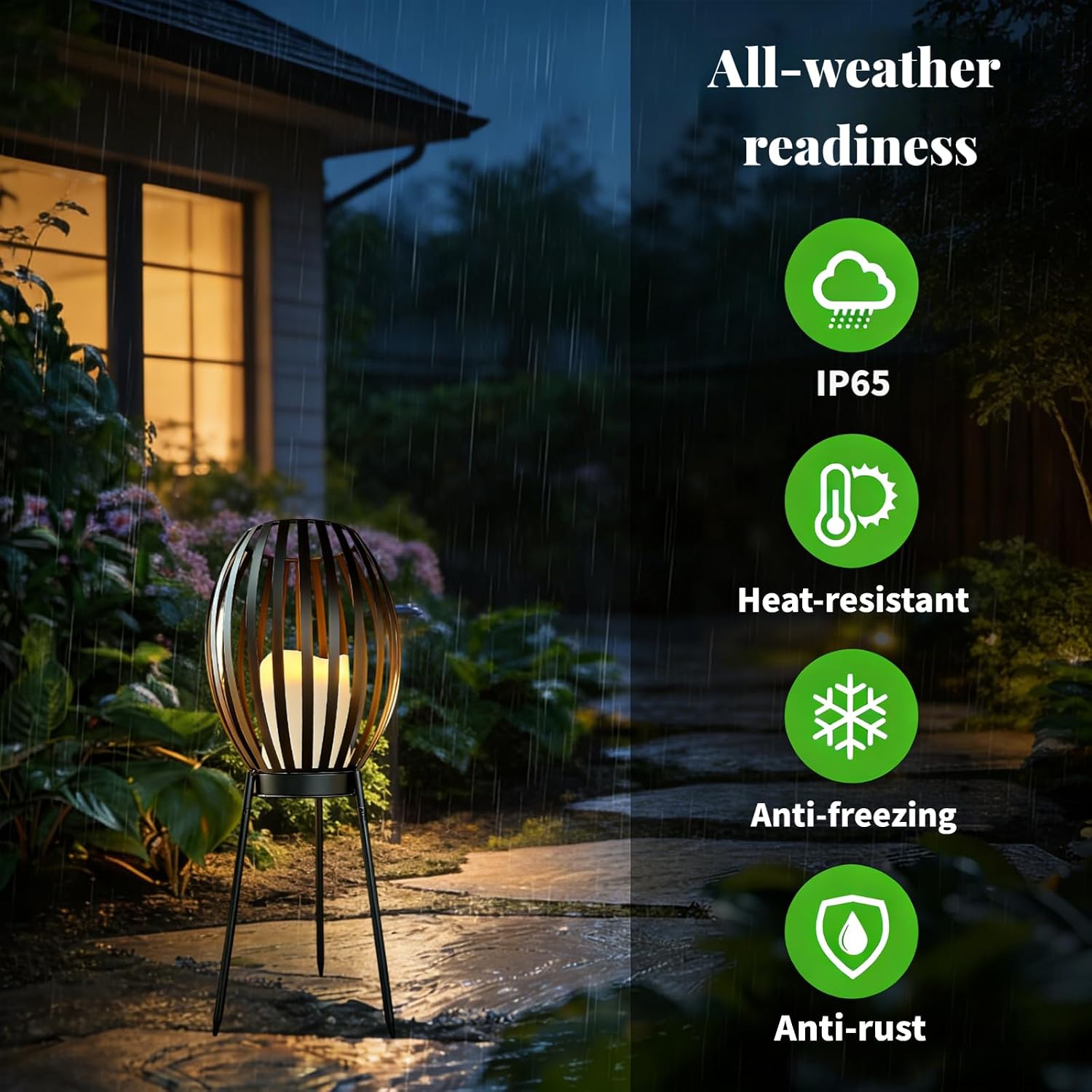 Stand up Solar Lights Outdoor Floor Lamp with Stand Waterproof, Road, Courtyard (Stripes)