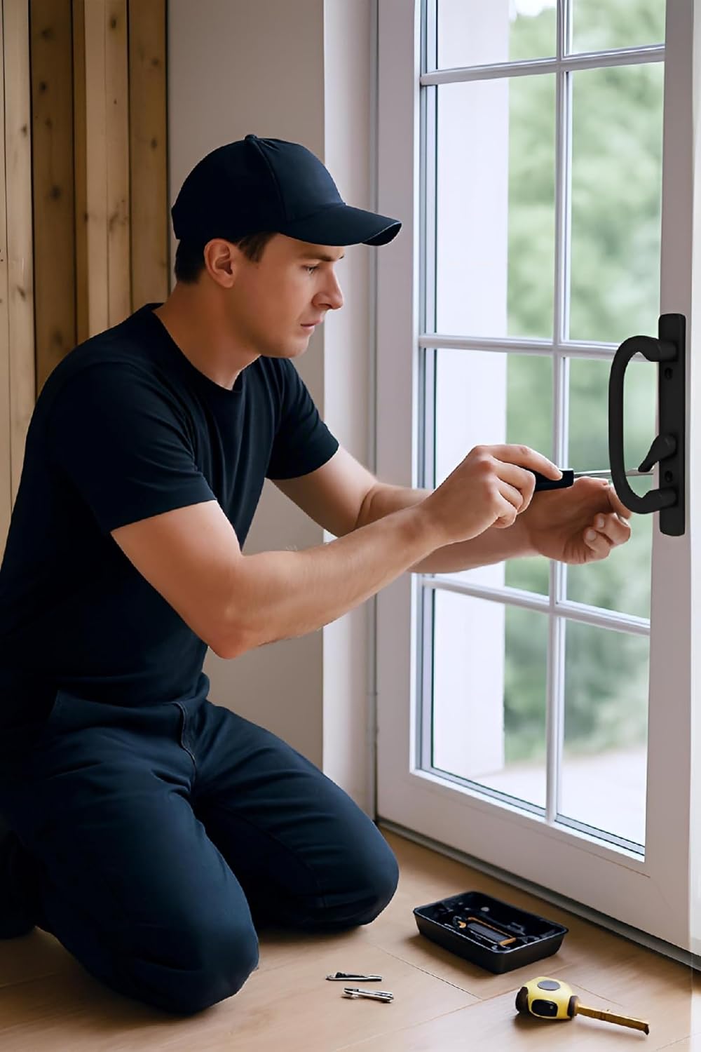 Offset Sliding Patio Door Handle Set with Mortise Lock & Keys | 45° Keyway | Fits 1-3/8" to 2" Doors | 3-15/16" Hole Spacing | Zinc Alloy | Non-Handed | White Diecast