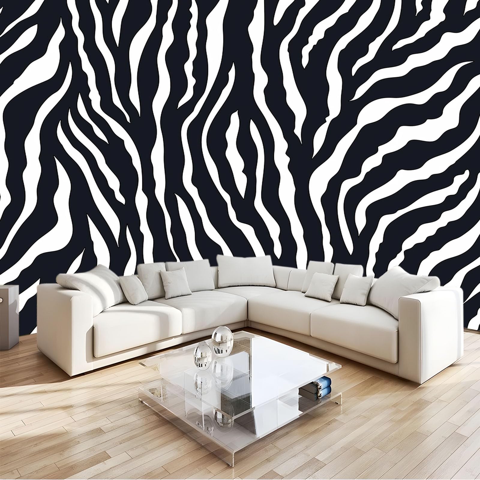 Fototapeta z włókniny moda tekstura zebra 300 x 210 cm tapeta salon sypialnia restauracja pokój dziecięcy dekoracja ścienna biały czarny