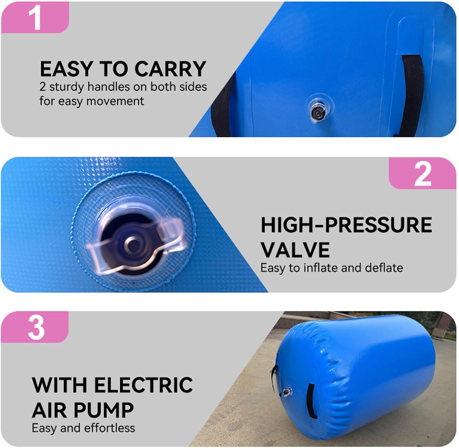 Inflatable Air Roller, PVC Gymnastics Tumble Equipment for Kids Home Use,Back Handspring Trainer, Inflatable Tumbling Mat Cheerleading Mat for Training