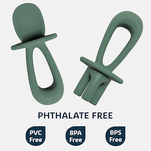 Miniatura 5 de Tiny Twinkle Utensilios de entrenamiento de silicona Cucharas y tenedores para bebés para entrenamiento de autoalimentación Utensilios de destete