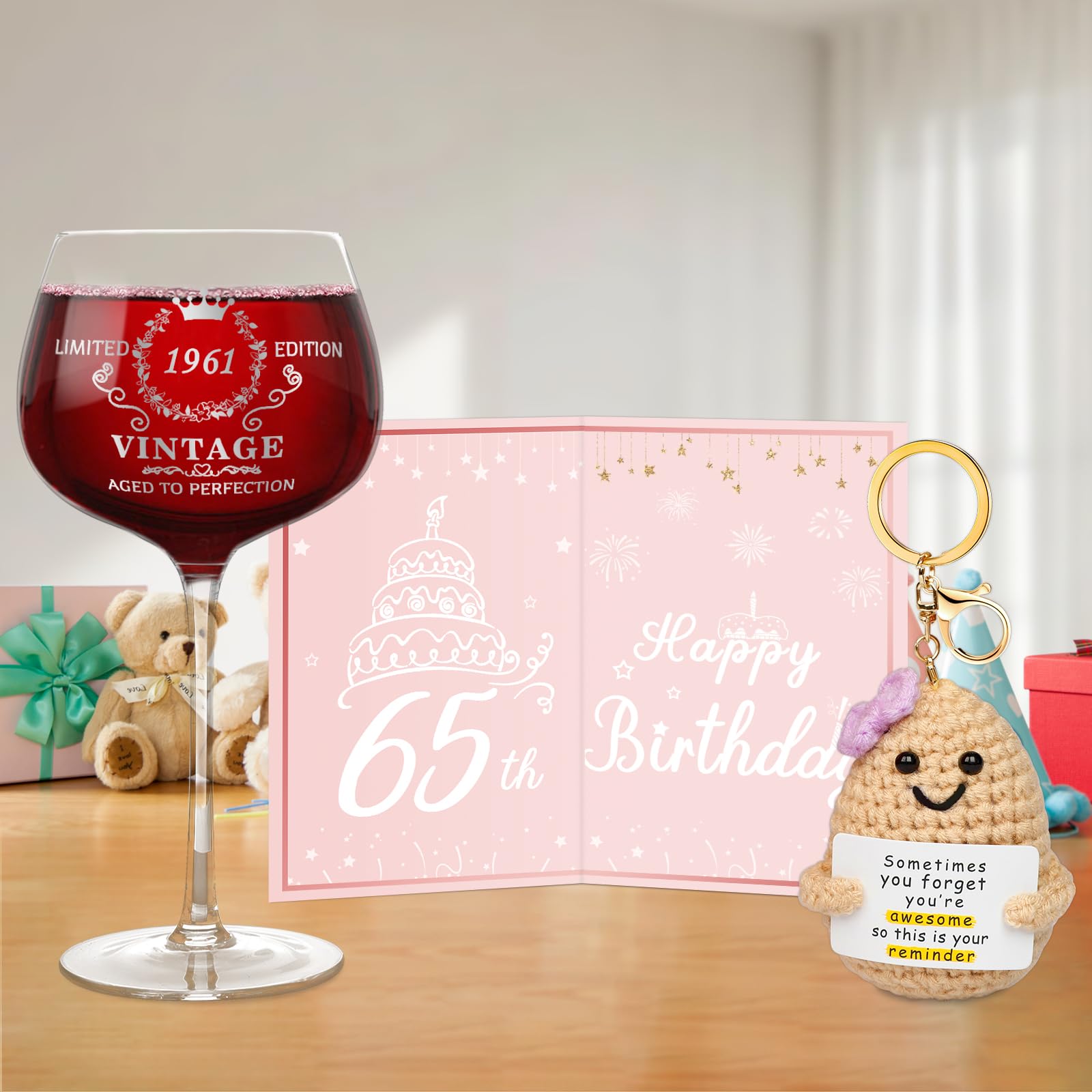 65th Birthday Wine Glass - Vintage 1961 Gift -5 65th Birthday Wine Glass - Vintage 1961 Gift -5