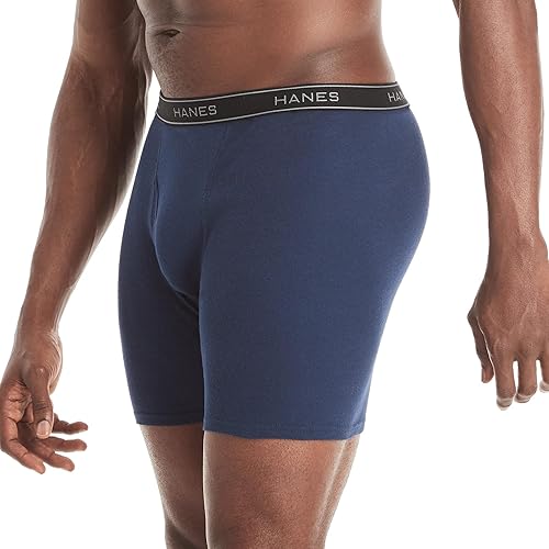 Vista 3 de Hanes Calzoncillos tipo bóxer para hombre, ropa interior de algodón suave y transpirable con cintura ComfortFlex, paquete múltiple