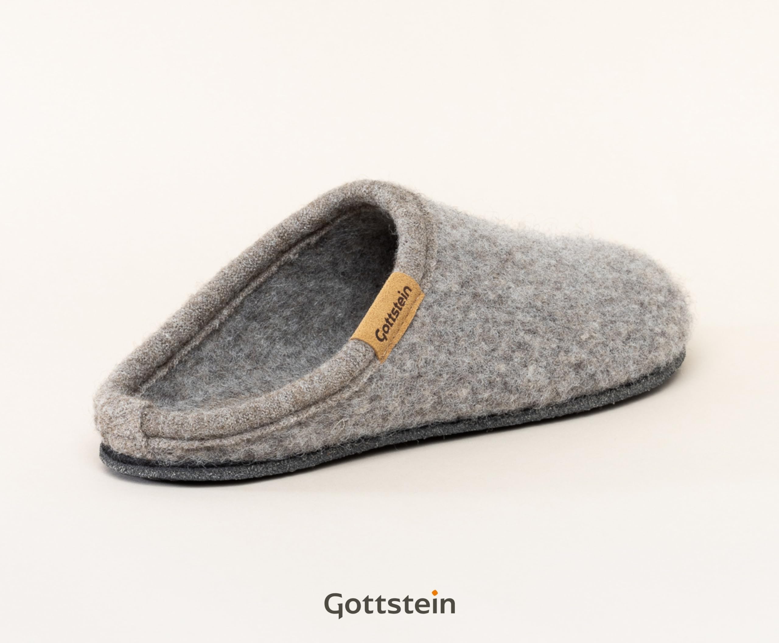 Gottstein Zapatillas de estar por casa de fieltro Alpine Light Natur – Zapatillas para hombre y mujer de pura lana virgen con suela de látex antideslizante