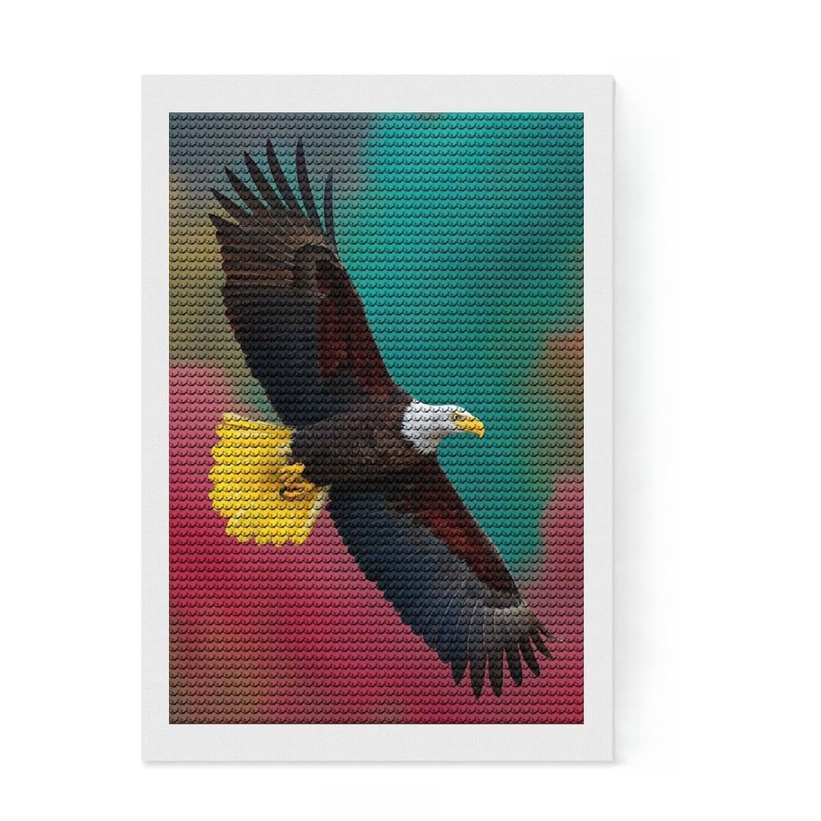Junmoney Rasta Bald Eagle Diamond Art Kit 8"x12", for Teens, Enjoyable At-Home Hobby, Modern Decor, Birthday Gift, Easy to Enjoy