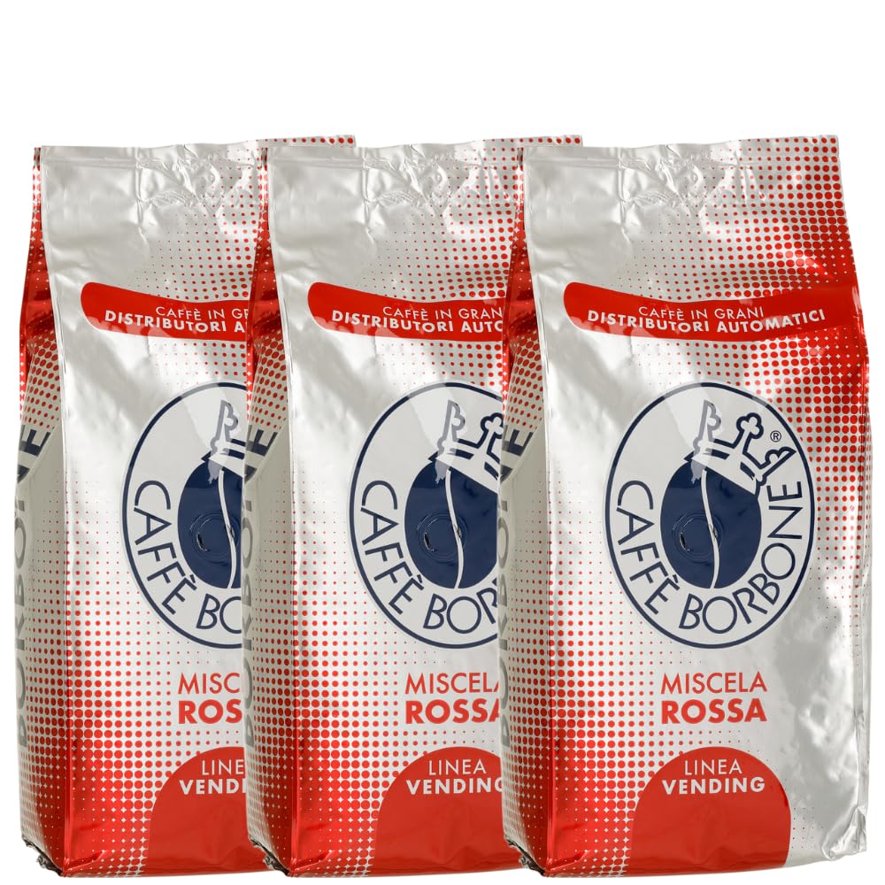 Caffé Borbone Miscela Rossa 3x 1000g aus Italien | Borbone Kaffee | Ganze Bohnen | 100% Robusta | + Jassas Gebäck