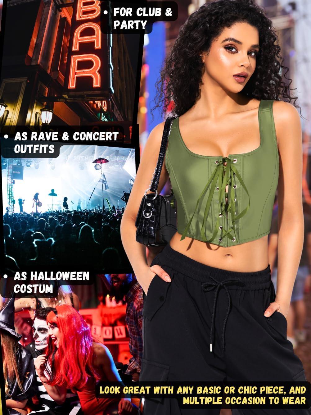 Renaissance Corsets Leather, Lace Up Overbust, S-6XL Sexy Tops - Image 4