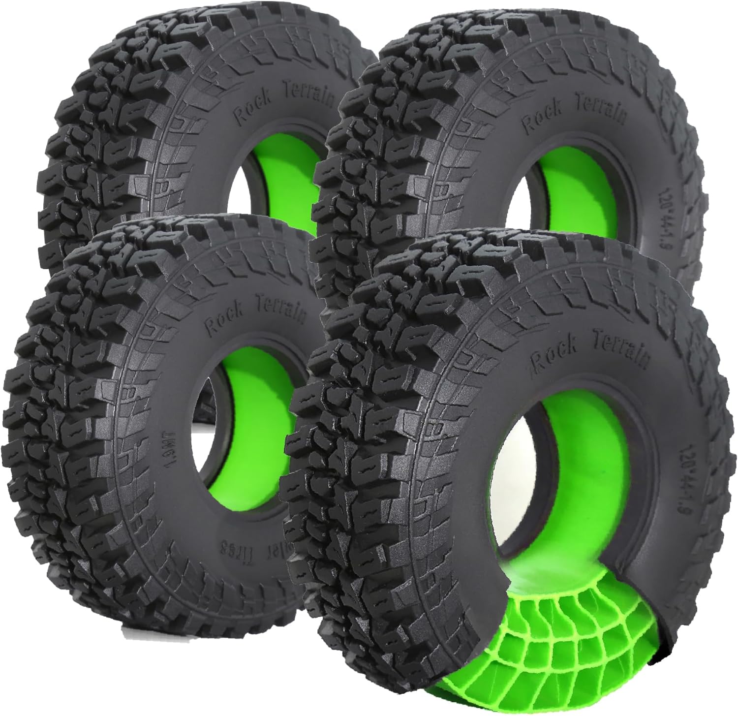 1.9" Silicone Inner RC Crawler Tires Set All Terrain Mud Slingers Tyres Height 4.72'' / 120mm Fit for 1/10 RC Crawler Axial SCX10 II III Traxxas TRX4 Tamiya CC01 D90 4PCS