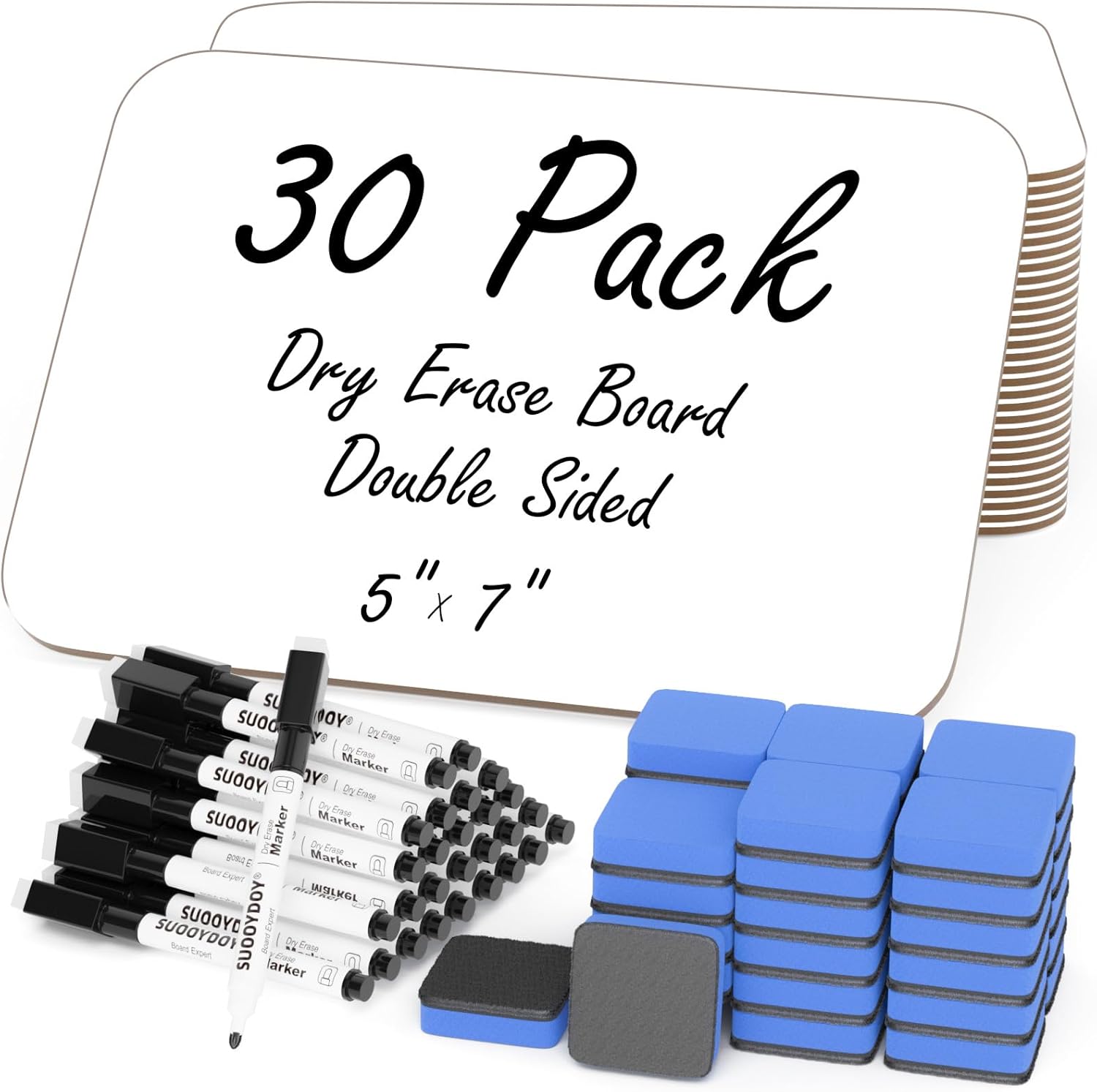 30 Pack Small White Board Dry Erase 5x7 Inch Mini Whiteboard Small Dry Erase Board with Markers Erasers Double Sided Dry Erase Lapboards for Students Teachers School Supplies Meeting Voting (30)
