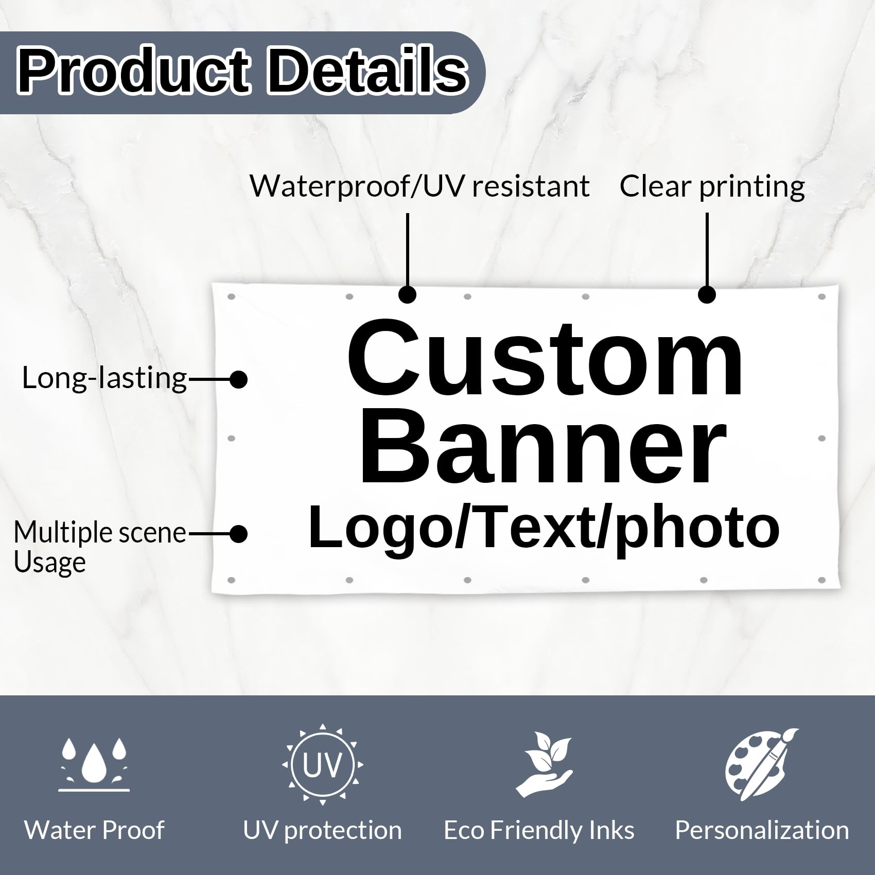 Personalised Custoised Photo Banner Flag With Eyelets For Decoration - View #3