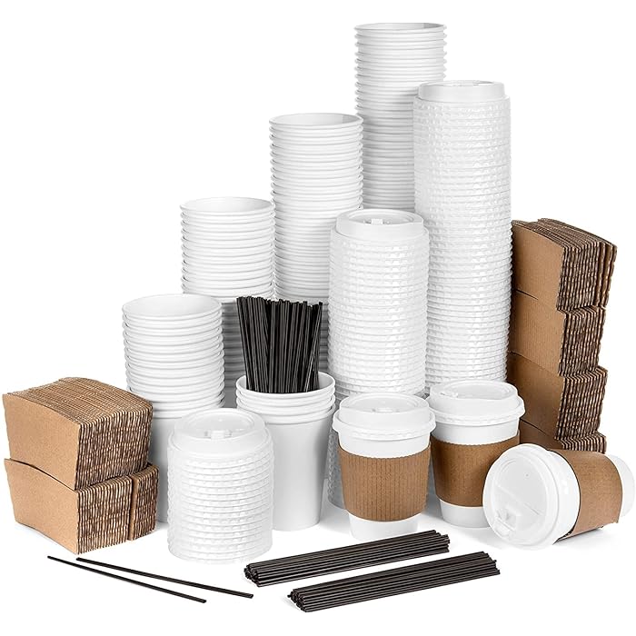 Buy SKADE Disposable Coffee Cups with Lids 100 Pack 12 Oz Paper