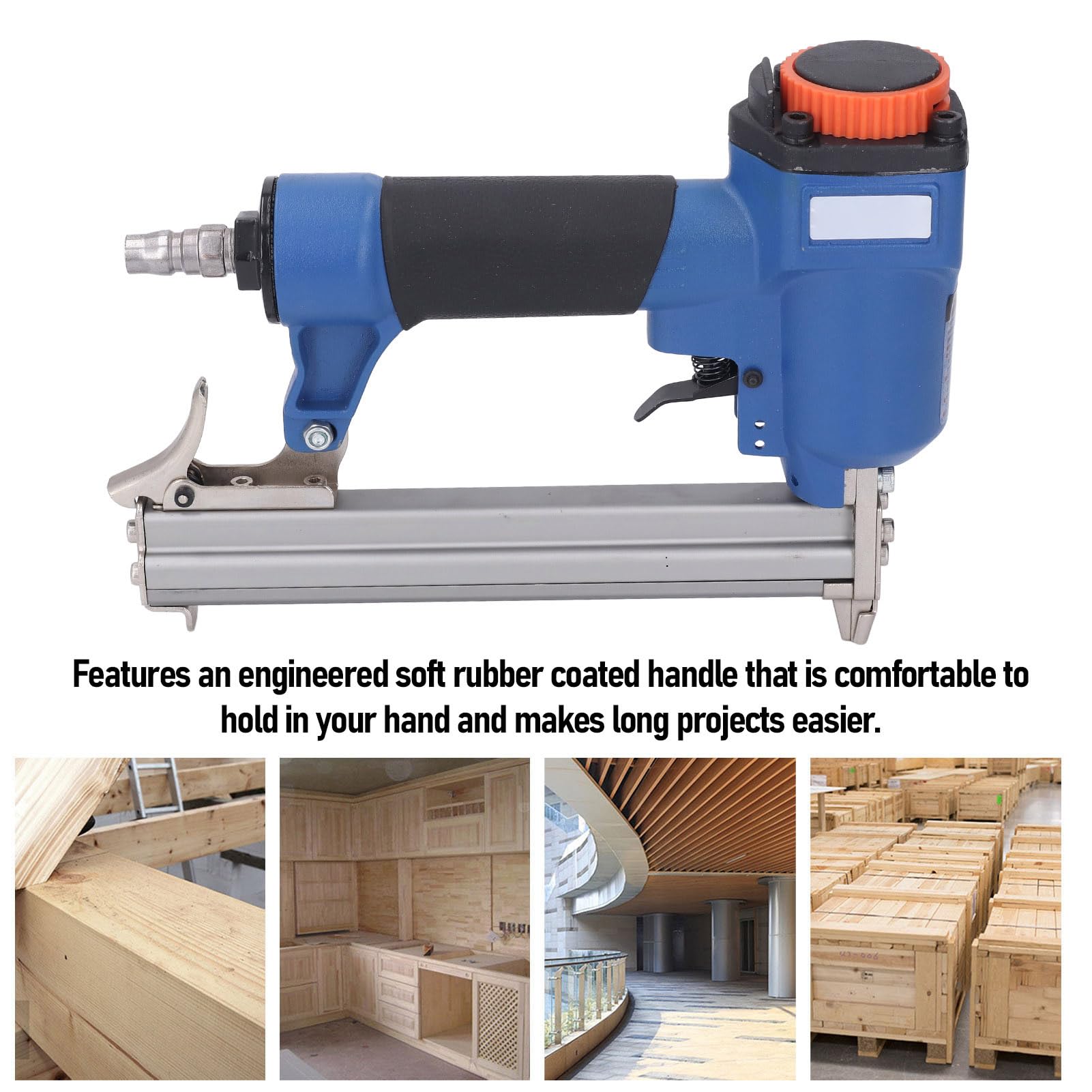 Clavadora Brad Neumática Robusta con Fijación Segura, Pistola de Clavos de Aire de 10-22 Mm con Capacidad de 100 Piezas para Proyectos de Renovación