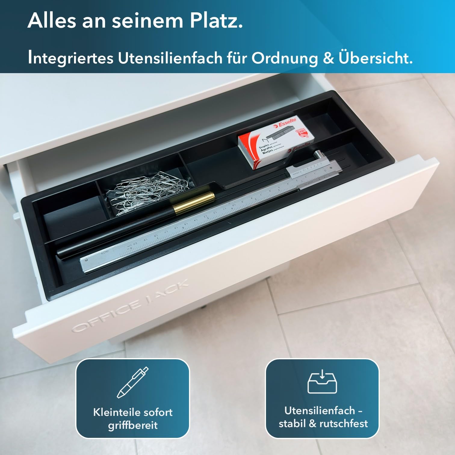 Metall Rollcontainer abschließbar 50 x 39 x 60 cm Weiß Büroschrank Schreibtisch