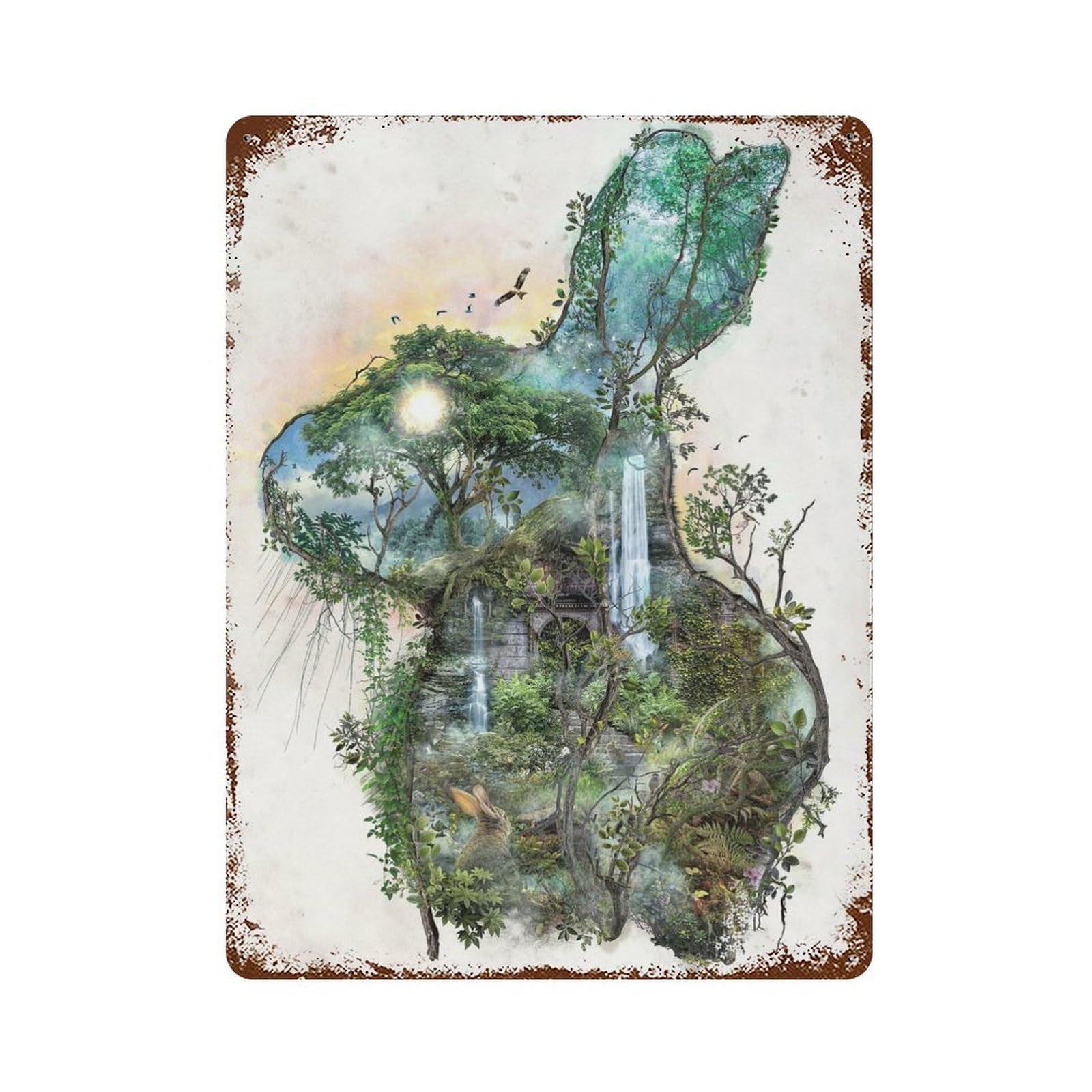 Wild Hare Rabbit Retro Metal Sign 15.7"x11.8", for Bistro, Counter And Cafe Decor, Rustic Home Decor
