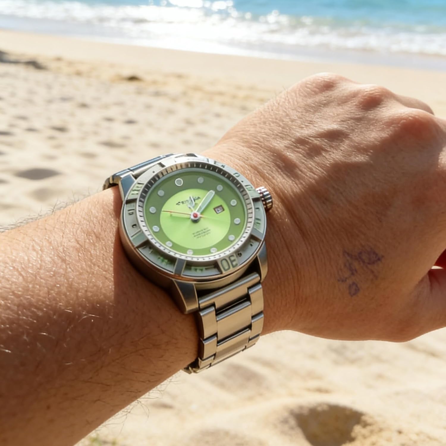 Juntan Stainless Steel Watch Band Heavy Duty Brushed Finish Metal Watch Strap 20mm 22mm 24mm Double Buckle Bracelet Silver Replacement Band