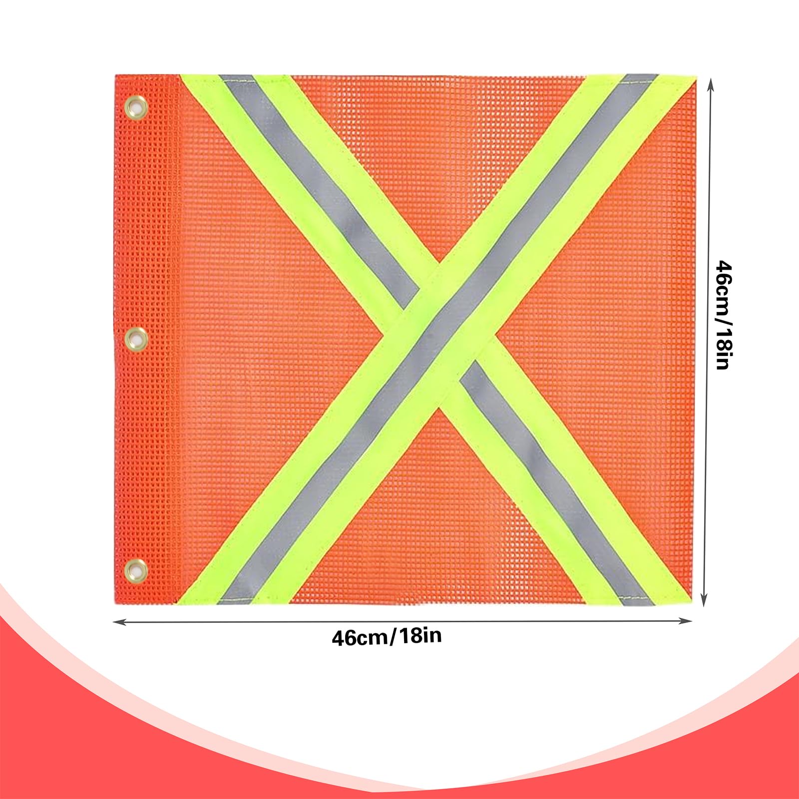 4 Pièces Drapeau de Sécurité Orange,46x46 cm Drapeau d'Avertissement en Maille avec Bandes Réfléchissantes et Serre Câbles,pour Voiture Caravane Remorque Porte Vélos