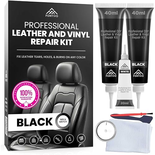 Professional Black Leather Repair Kit for Furniture, Couches, Boots, and Purses, Scratch Repair and Car Leather Restoration, All-Inclusive Vinyl Repair Kit, Quick and Easy to Use