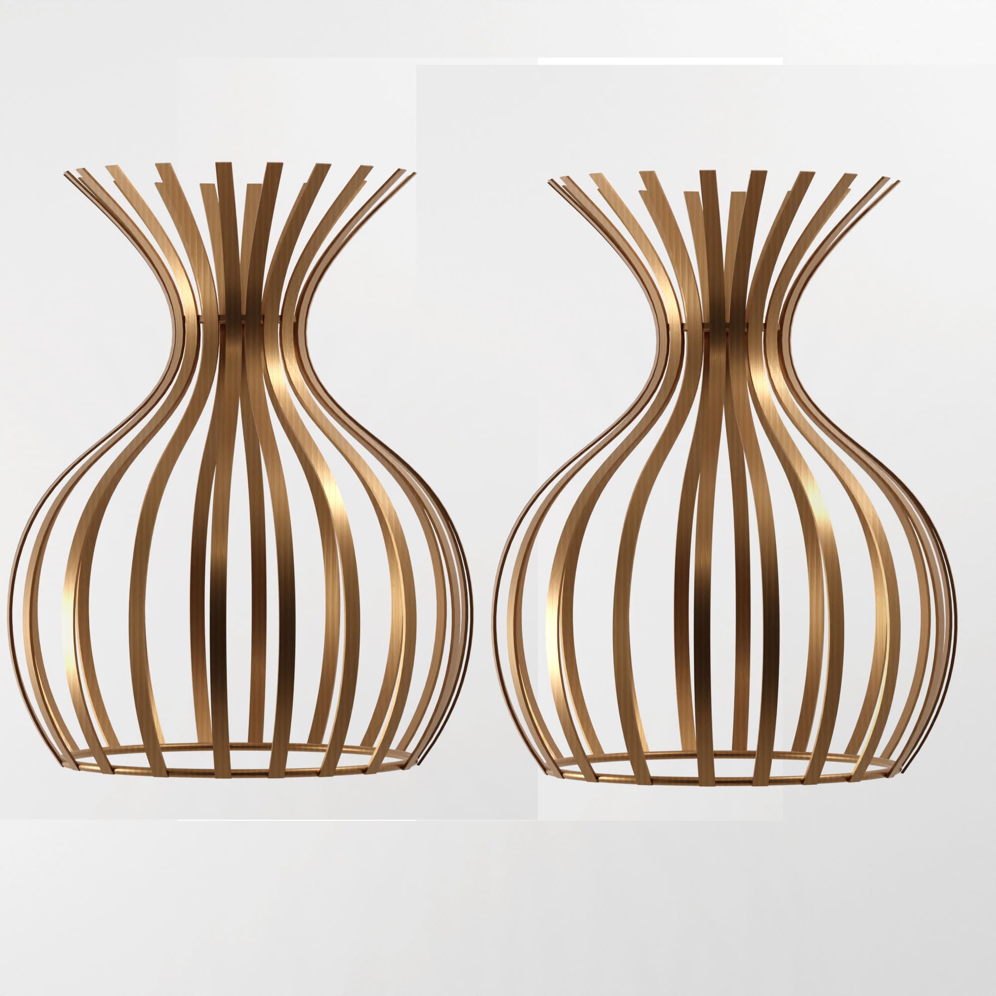 LEDSone Vintage Industrial Metal Wire Cage Bulb Guard Lampshade DIY Ceiling Pendant Light (Copper Vase Shape 2 Pack)