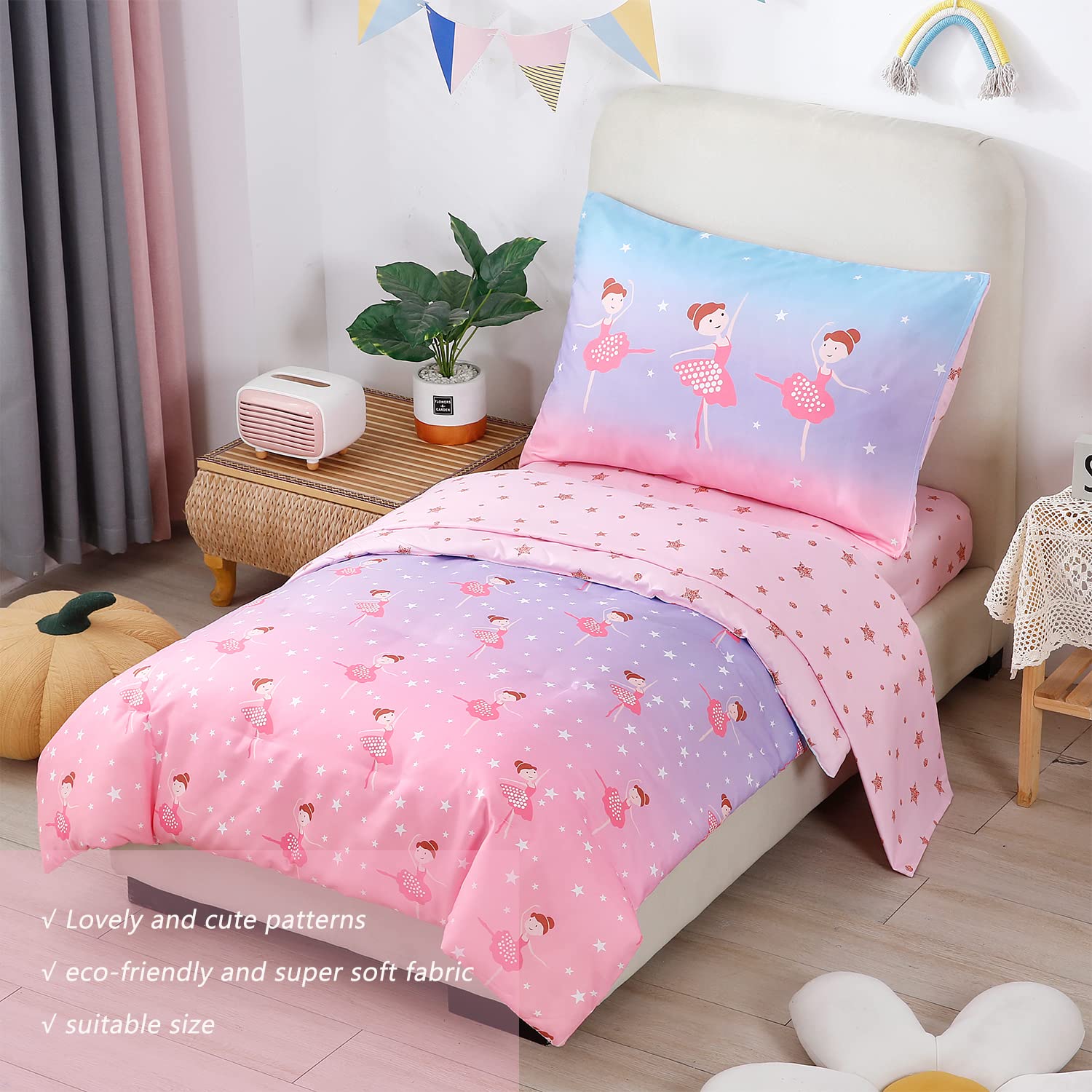 Styho Dancing Girl Printed Duvet Cover Set, Blue Purple Pink Gradient Quilt Cover - Image 3