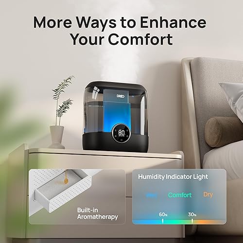Miniatura 7 de Dreo Humidificadores de llenado superior de 6 L para dormitorio, tiempo de funcionamiento de 60 horas, humidificadores silenciosos de niebla fría de