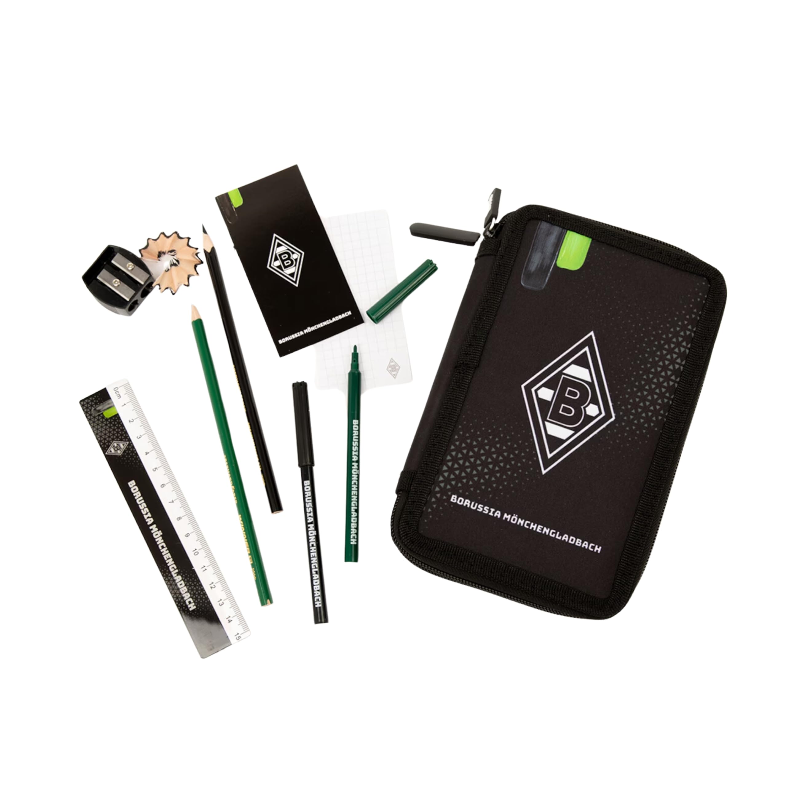 Borussia Mönchengladbach Schuletui/Federmappe – Schwarz | Offizieller Fanartikel Fohlenshop | Praktische Schulmappe für Fans