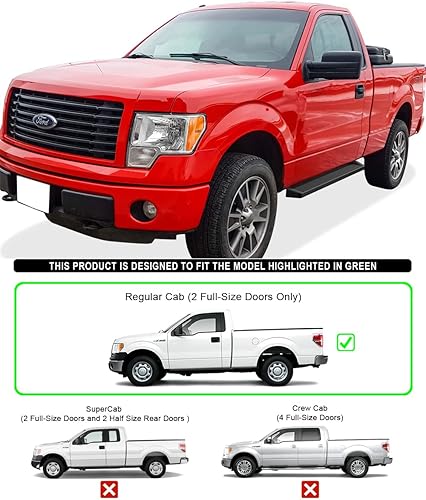 Miniatura 6 de HD Ridez Estribo de 6 pulgadas, color negro, compatible con Ford F150 2009-2014 Regular Cab (barras laterales de barra nerf con escalones laterales)