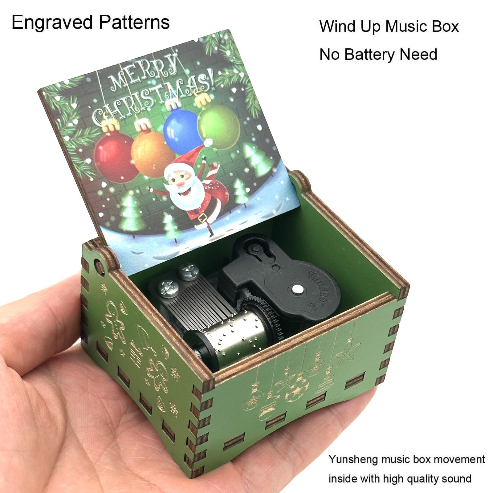 Amazon.com: Pursuestar Green Wind Up Music Box -We Wish You a