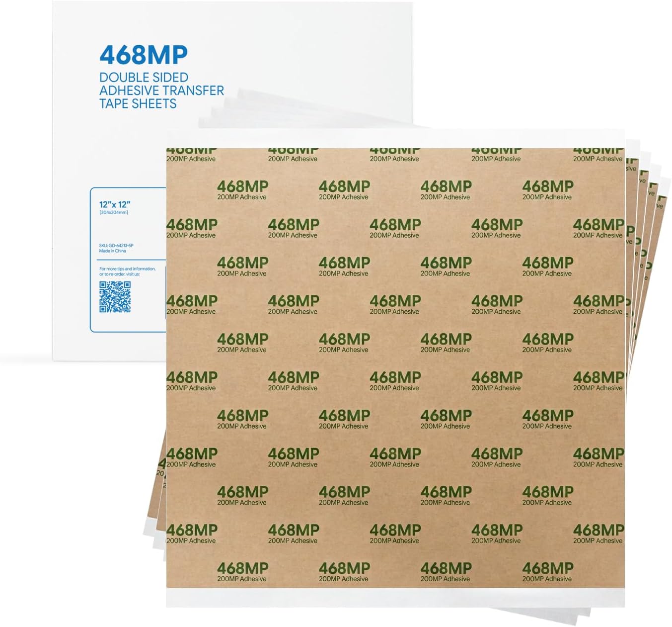 3M 468MP Adhesive Transfer Tape Sheets 12" x 12" (5-Pack)