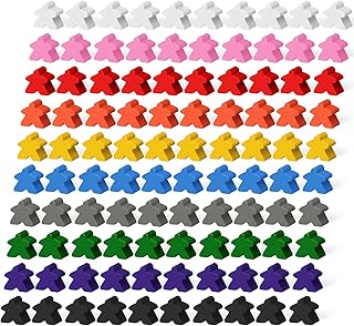 Arrowbash 200 Pcs Wooden Meeples Multi Color Meeples Pieces Family Games Accessories Board Game Tokens Ideal for Sorting Counting Game Night Party