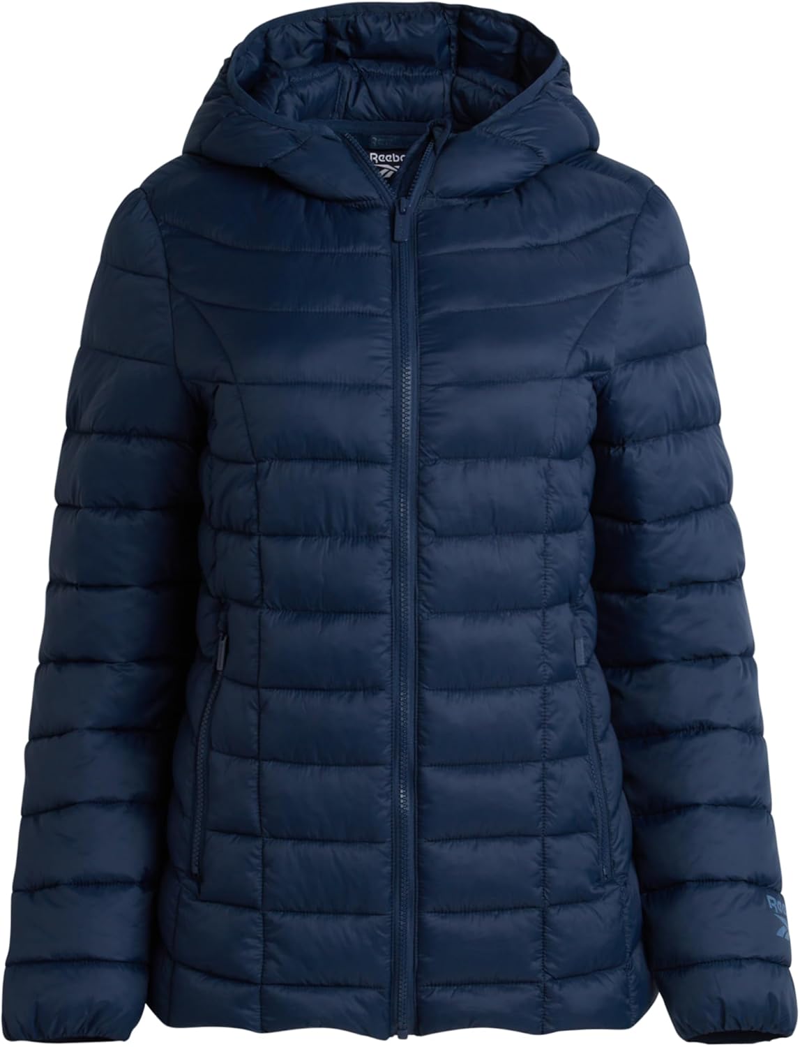 Reebok Womens Puffer Jacket - Lightweight Quilted Snow Glacier Shield Zip Up Bubble Winter Coat for Women with Hood & Pockets