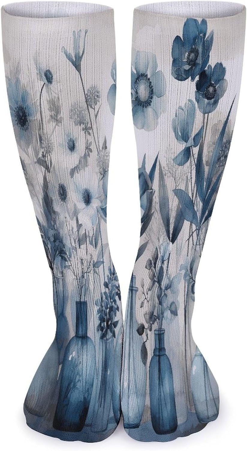 Glass Bottle And Flowers Stocking - Cute Casual Long Athletic,Crew Sock for Men Women,Running Socks Soft Breathable for Gift