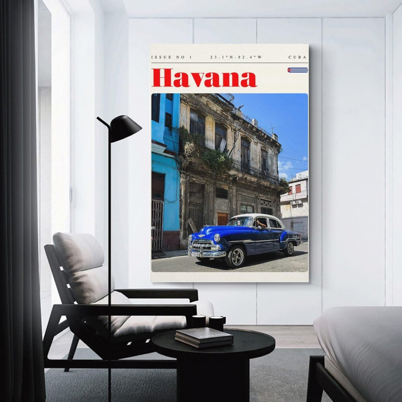 Junmoney Havana Cuba Travel Art Canvas Wall Picture, 20x30inch(50x75cm), for Sofa Walls, Lounge Or Home Corners, Modern Wall Decor for Cosy Interiors