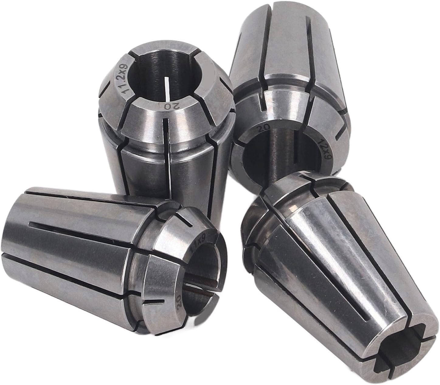 4 Pcs 4 Jaw Spring Collet Set High Carbon Steel CNC Lathe Chuck Tool for Milling Grinding and Engraving Machines Durable Precision Grip Collets