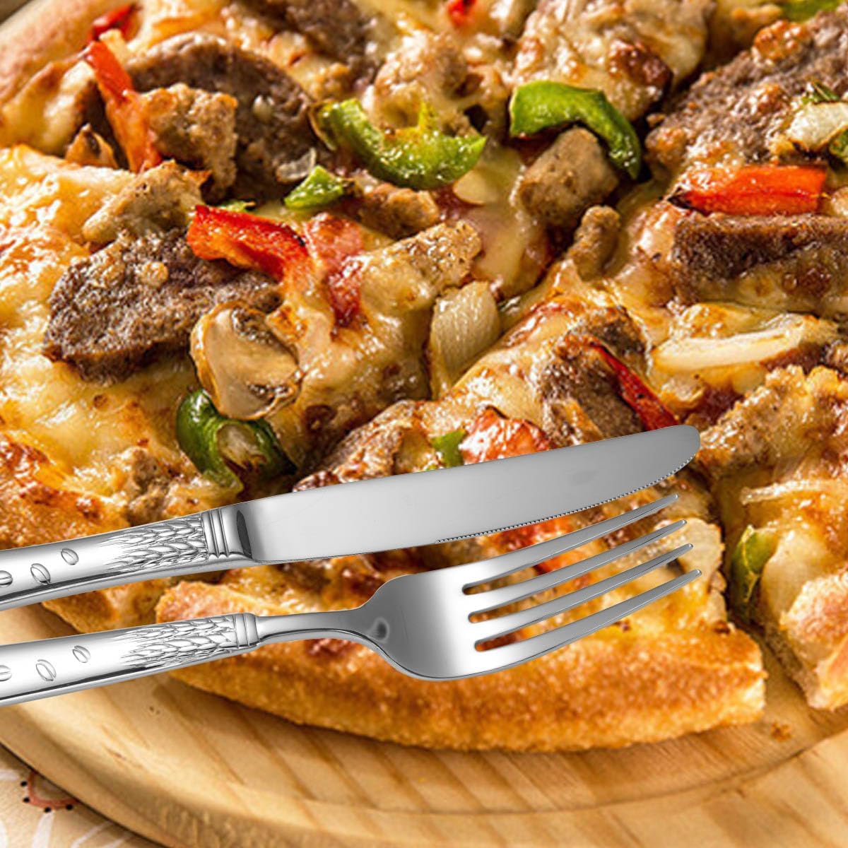 30-piece Silverware Set for 6,304 Stainless Steel Flatware Cutlery Set,Forks Spoons and Knives Set for Home/Camping/Travel,Mirror Finish,Dishwasher Safe(Gold)