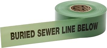 Mutual Industries 17783 Polyethylene Non Detectable Underground Sewer Line Marking Tape, 4.5 mil Thickness, 1000 Length x 3" Width, Green 17783-39-3000
