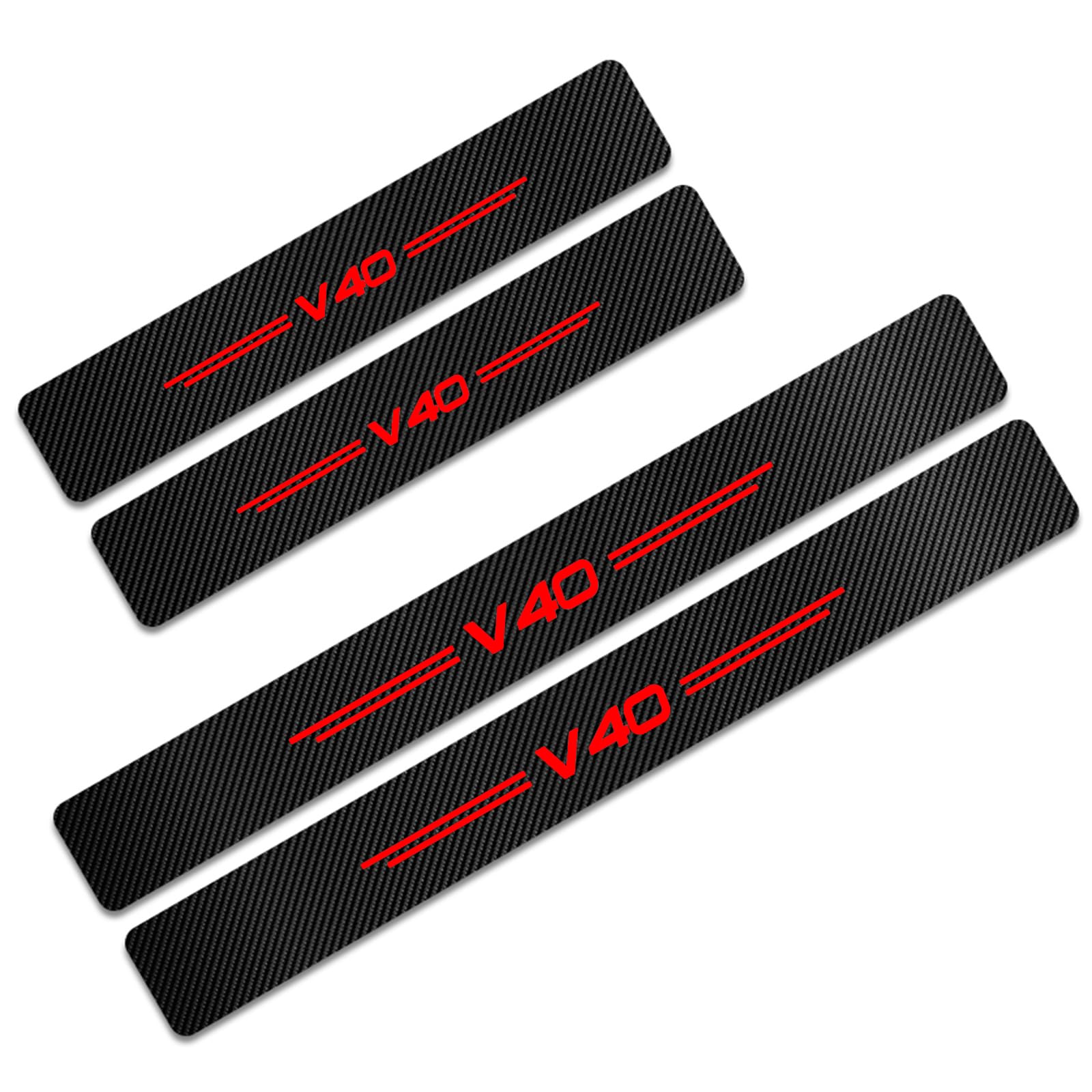 KAFMZEP Car Door Sill Protector for Volvo V40 4PCS Car Door Sill Scuff Plate Carbon Fiber Stickers Accessories,Red