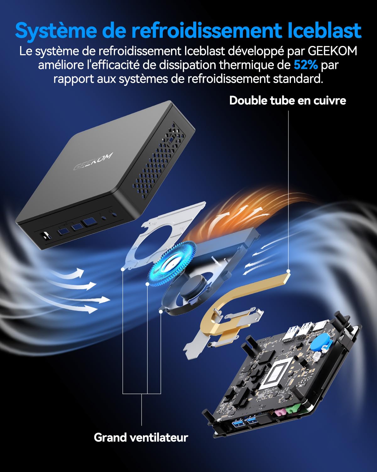 GEEKOM Air12 Lite Business Mini PC Intel N95, UHD Graphics,8 Go RAM DDR4 | SSD 256 Go, 6 ports USB, ports 9 broches, Achat en petite quantité Mini Ordinateur, idéal pour le bureau et le télétravail