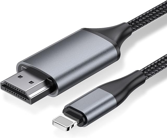 HDMI cable for iPhone,1080P digital AV cable for TV projector screen compatible with iphone 13 12 11 SE XS XR X 8 7 /iPad, Plug and Play, Grey 2.0M