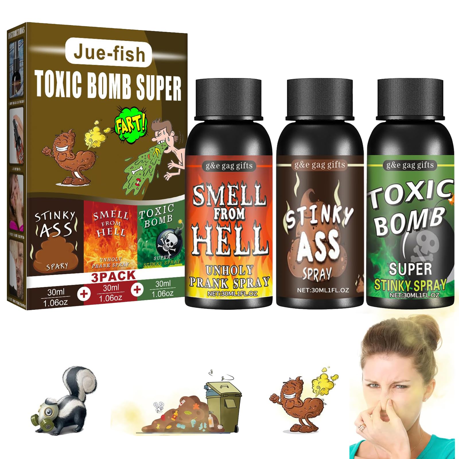 Spray Puant (bombe Prank) - Lot De 3, Odeur De Caca, Farce Et Attrape Pour Halloween Ou Blagues Entre Amis - 8