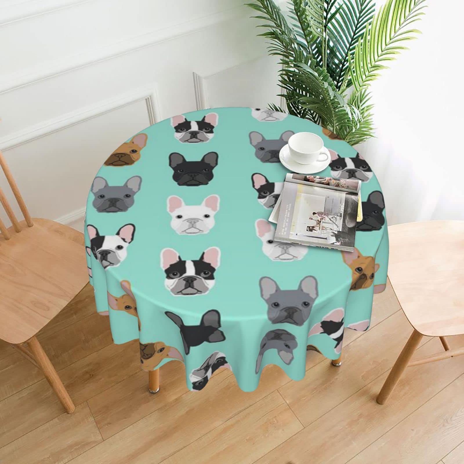 Lawenp French Decorative Round Table Cloths - 60 Inches in Diameter for Buffet Tables, Parties, Holiday Dinners.