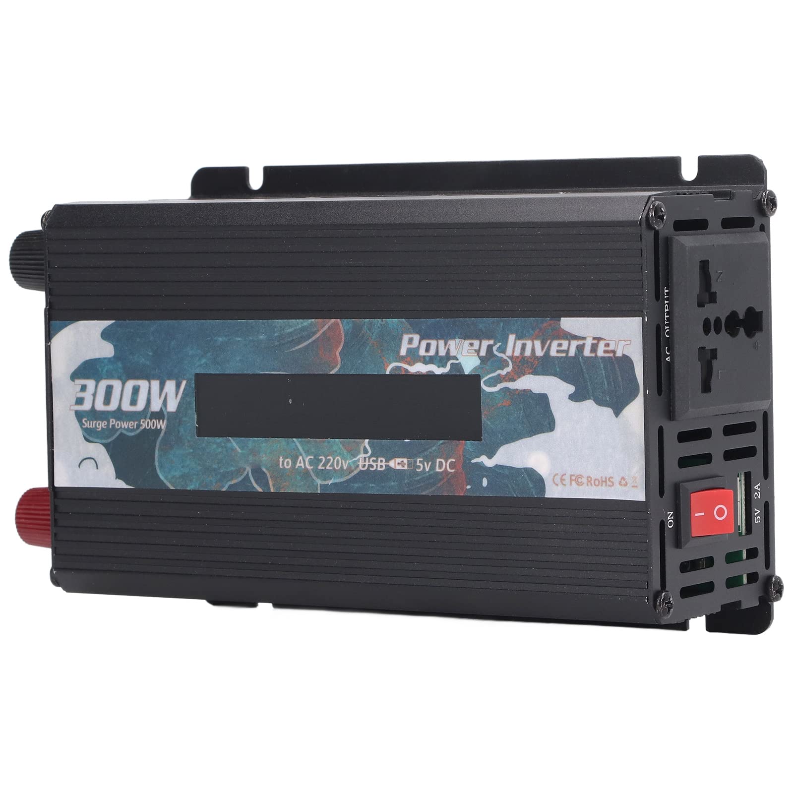 Omabeta Auto-Wechselrichter, Effizienter 300-W-Sinuswellen-Konverter für Laptops, Ventilatoren, Fernseher für den Urlaub, Aluminiumlegierung (DC12V)