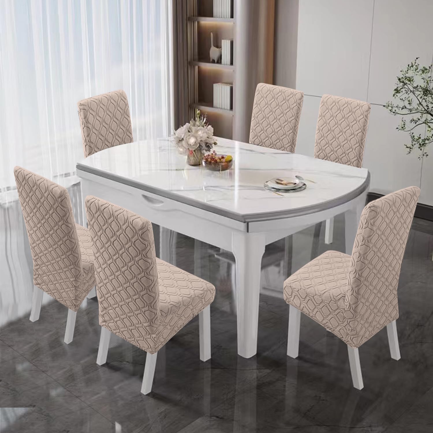 MINGPINHUIUS Chair Covers 4 pack, High Stretch Dining Room Chair Covers, High Back XL Chair Covers Set of 4 - Image 3