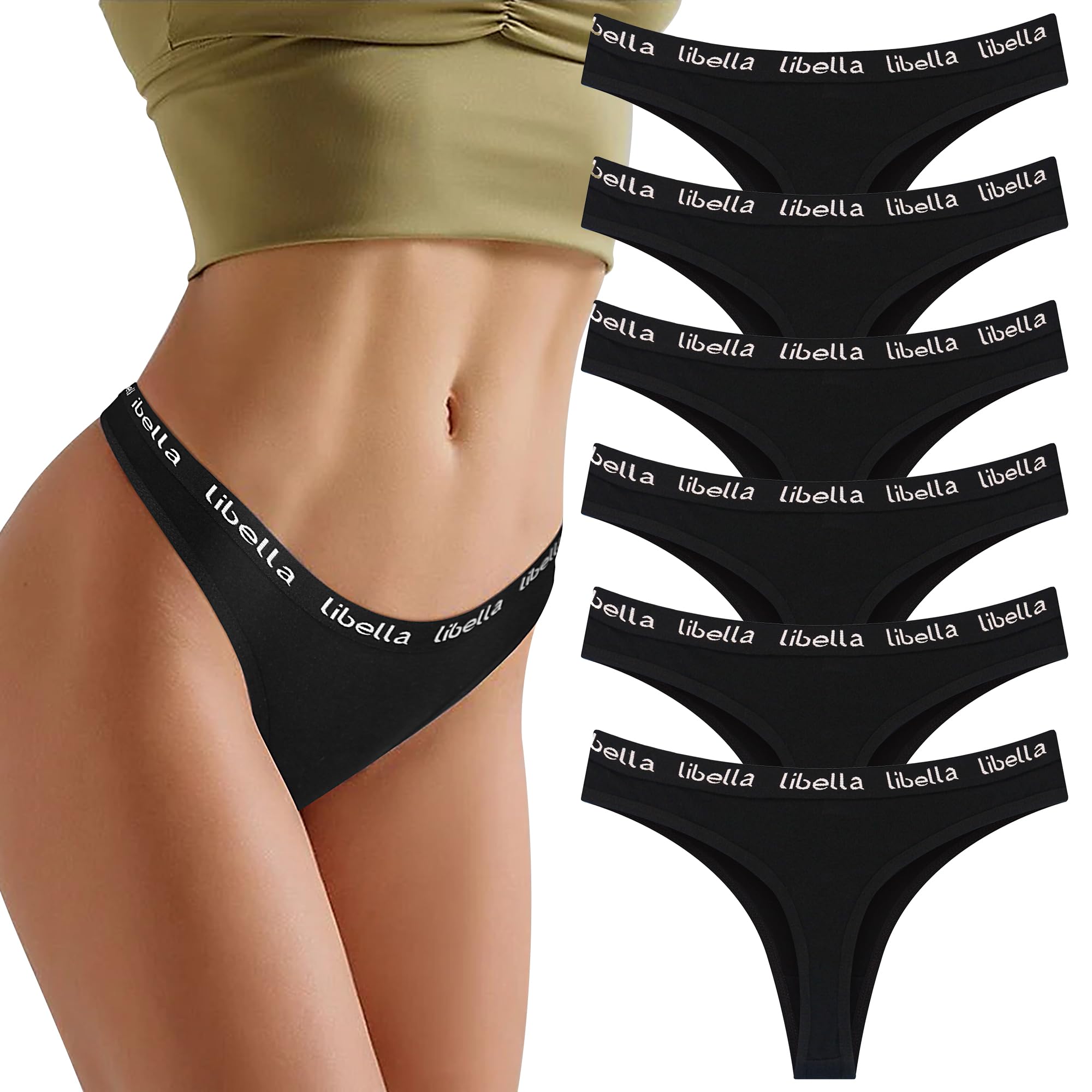 L&K-II Damen Tanga Strings aus Baumwolle Atmungsaktive Unterwäsche 6er Pack 3207 Mehrfarbig