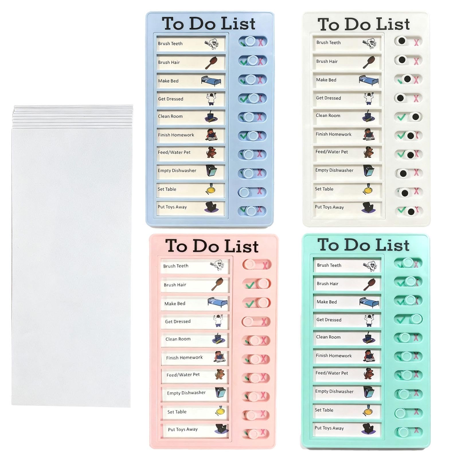 Chore Chart for Kids, 4Pcs to Do List, Checklist and Daily Schedule Board, Detachable Reusable Behavior Planner